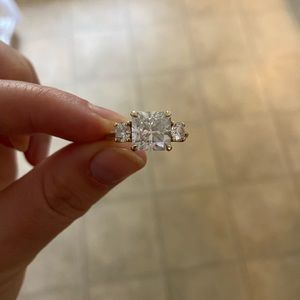 3.6 carat 10k solid yellow gold moissanite engagement ring with appraisal